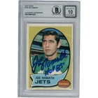Joe Namath Autographed 1970 Topps #150 HOF Slabbed Trading Card Beckett 53336