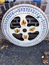 Vtg Antique Wood Carnival Gambling Roulette Wheel Game Deco Folk Art Circus Sign