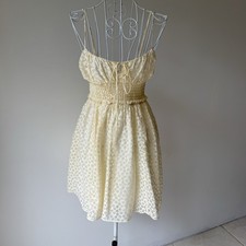 Urban Outfitters Riley Babydoll Mini Dress Sheer Ivory Floral Summer SZ XS girly