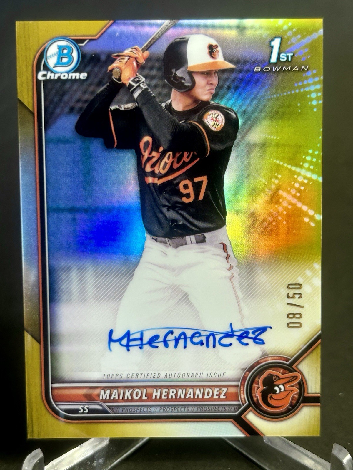 2022 Bowman Chrome 1st Auto Maikol Hernandez TRUE Gold /50 Refractor #CPA-MH