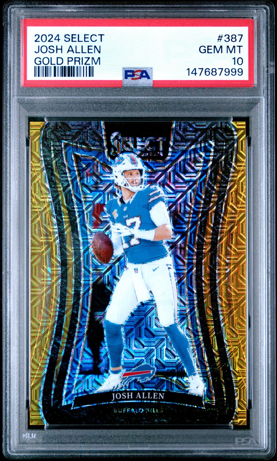 Josh Allen 2024 Panini Select #387 Gold Mojo Prizm Suite Level /10 PSA 10