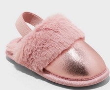 Cat Jack Girl's Adorable Toddler Pink/Lily Metallic Scuff Slipper Size S 5/6