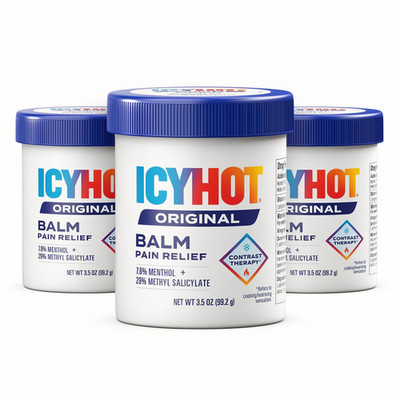 3 Pack Icy Hot Original Muscle & Joint Pain Relief Balm 3.5 Oz with Menthol