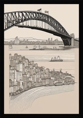 Moderner Hafen von Sydney gerahmtes Wandbild Poster Leinwanddruck Bild