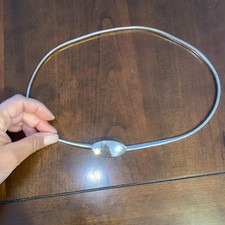 Vintage 80  s Silver Tone Snake Stretch Skinny Belt Disco Oval Buckle USA 30-32  