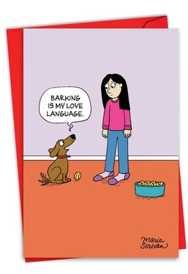1 Funny Valentine's Day Greeting Card w/ Env. - Dog Love Language - NobleWorks