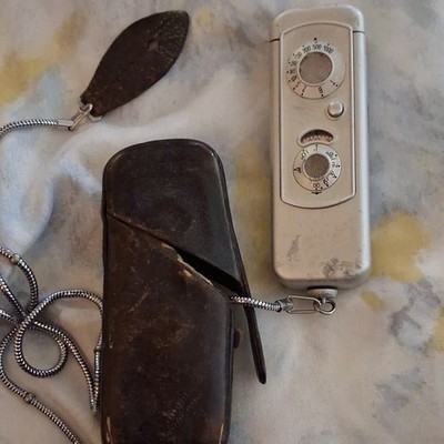 MINOX Wetzlar III 8x11mm Subminiature Camera, Silver, Leather Case & Chain