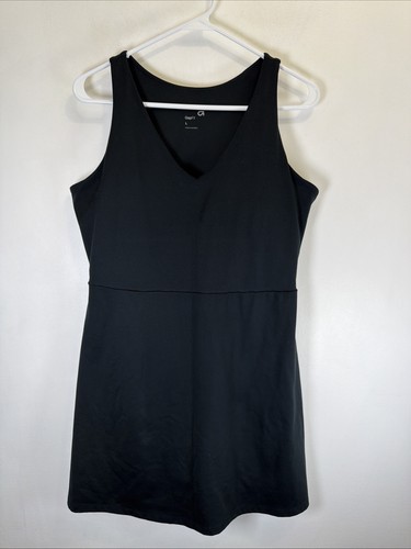 Gap Fit Womens Tennis Dress Large Black Built in Bra Shorts Active