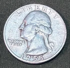 USA - 1955-P Silver Washington Quarter - Strike Through Error