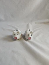 Vintage Pigs Salt & Pepper Shakers Pink Floral Set Lot #MP1