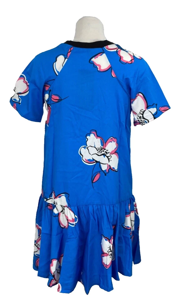 Sommerkleid Shiftkleid Damen Kleid Blusen Stil Gr. 38 M Blau Kurzarm Strand - Bild 4 von 4