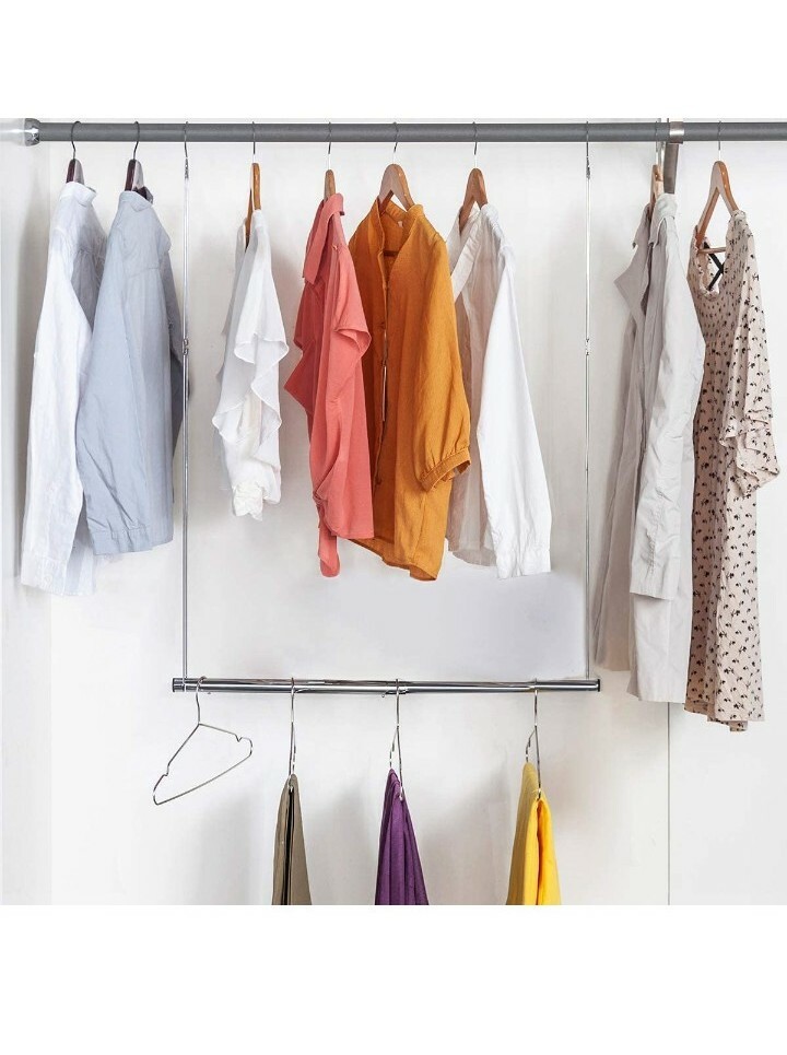 STORAGE MANIAC 2Pack Hanging Closet Rod, Adjustable Width and Height