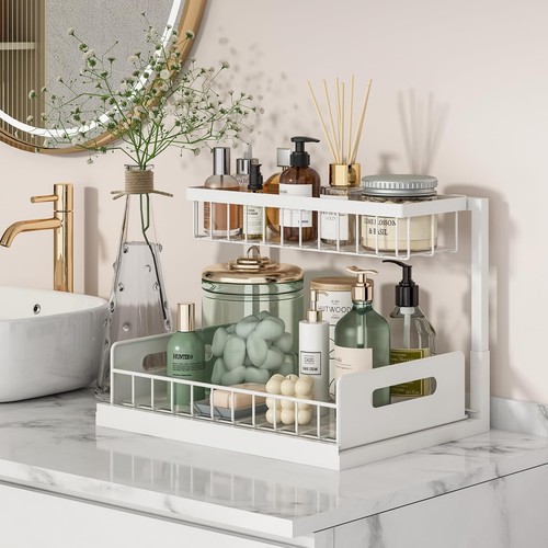 REALINN Under Sink Organizer Pull Out Cabinet Organizer 2 Tier Slide Out Sink... - Picture 2 of 6