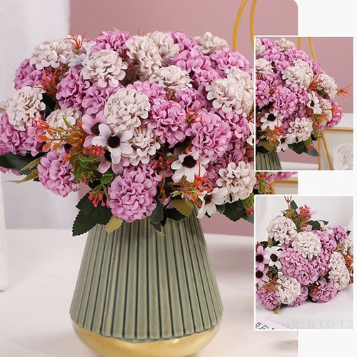 15 teste fiori finti bouquet piccola ortensia piccolo fascio pianta artificiale v