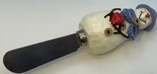 Winter Snowman On Handle Cheese Spreader Stainless Steel Resin Christmas Serving