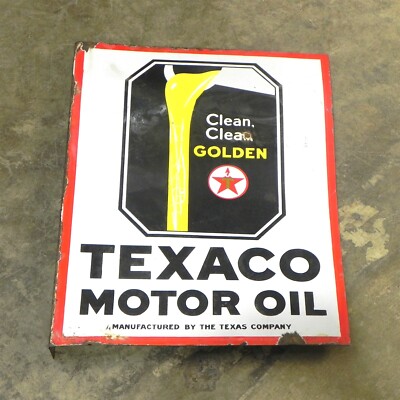TORCO RACING OILS トルコオイル 看板 旧車 アメ車 当時物 VINTAGE TEXACO MOTOR OIL CLEAN GOLDEN PORCELAIN SIGN DOUBLE SIDED