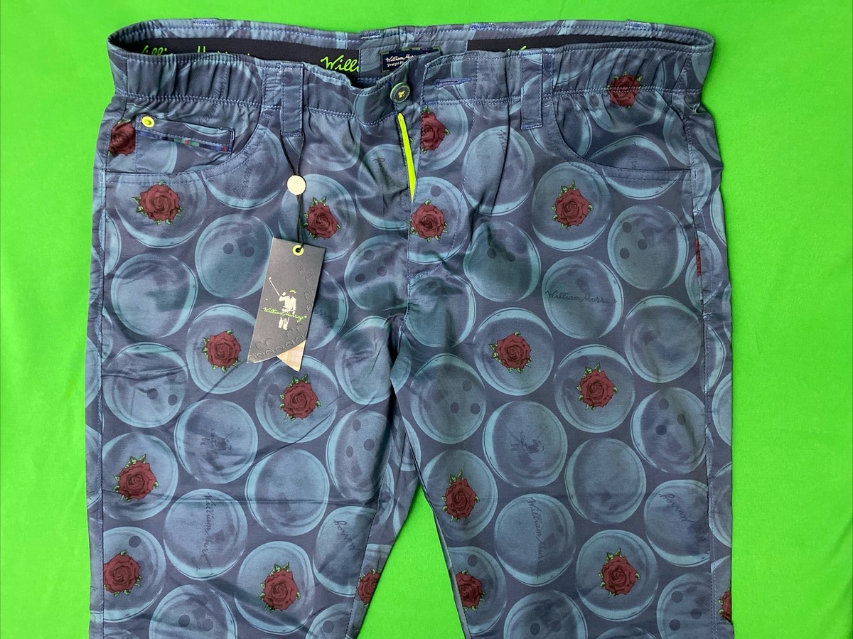 William Murray Golf PANTS Mens 34 Blue KINGPIN Bowling Ball Rose