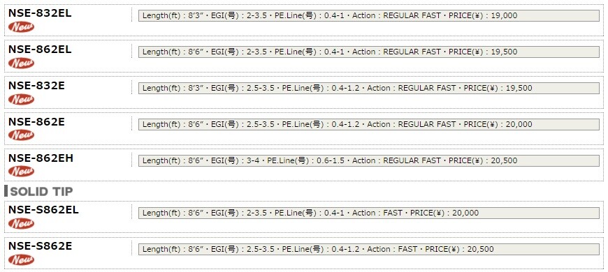 ロッド Major Craft - NSE-832E Sale Major Craft N One Series Spinning Rod NSE 832 E (9074