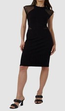 $160 French Connection Women's Black Viven Mesh Inset Body-Con Dress Size US 2