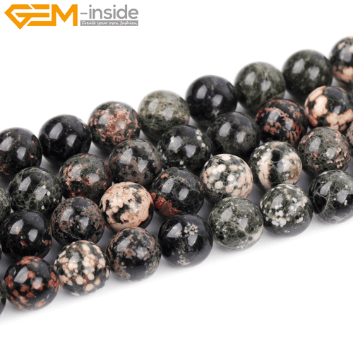 Natural Dark Red Snowflake Obsidian Stone Semi Precious Round Beads For Jewelry - Picture 1 of 6