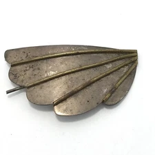 Vintage Taxco Mexico MM-34 925 Sterling Silver Brass Accent Scarf Tie / Barrette