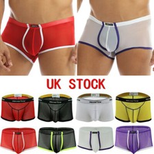 UK Mens Panties Sheer Mesh Boxer Briefs Swim Trunks Bikini Underwear Underpants