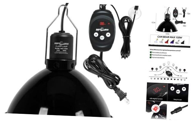 Reptile Light Fixture with Dimming Thermostat Deep Dome Lamp Fixture 8.5 Inch