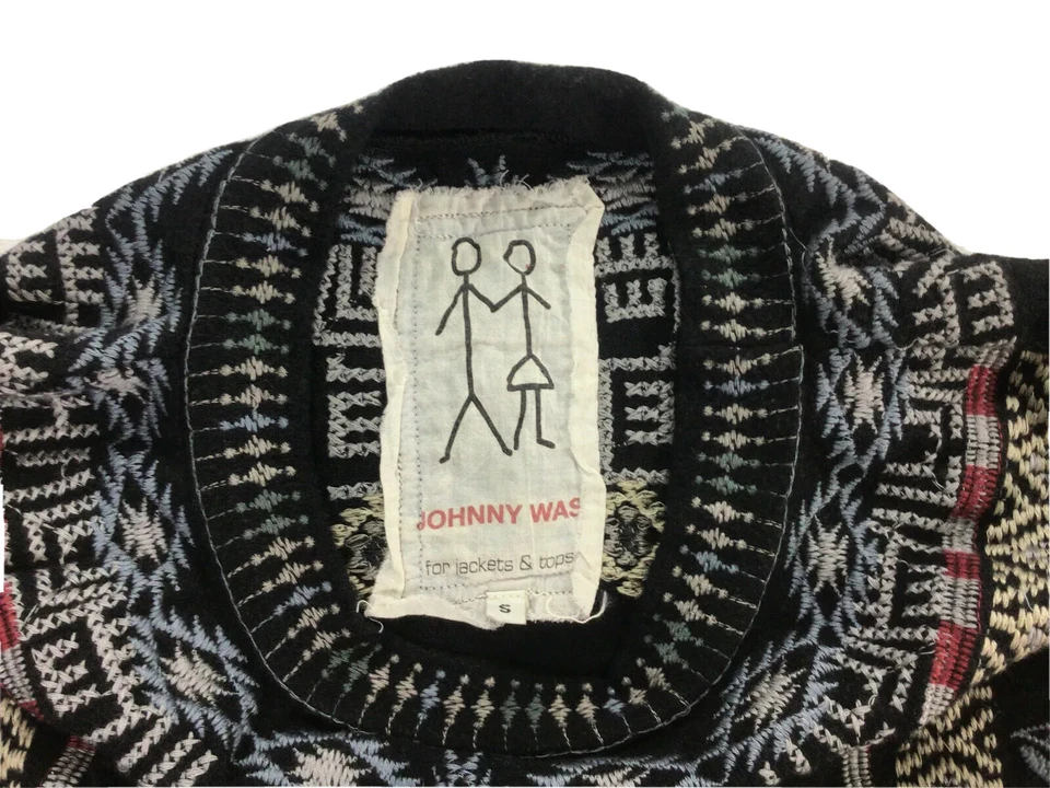 Suéter Johnny Was bordado preto oversized túnica gola redonda ajuste relaxado tamanho P - Imagem 2 de 4