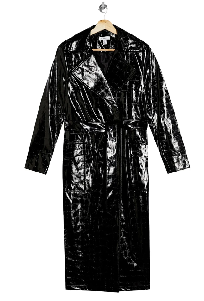 Gabardina Topshop Marina Cocodrilo Repujado, Nueva con Etiqueta, En Paquete Original Foto 4 de 4