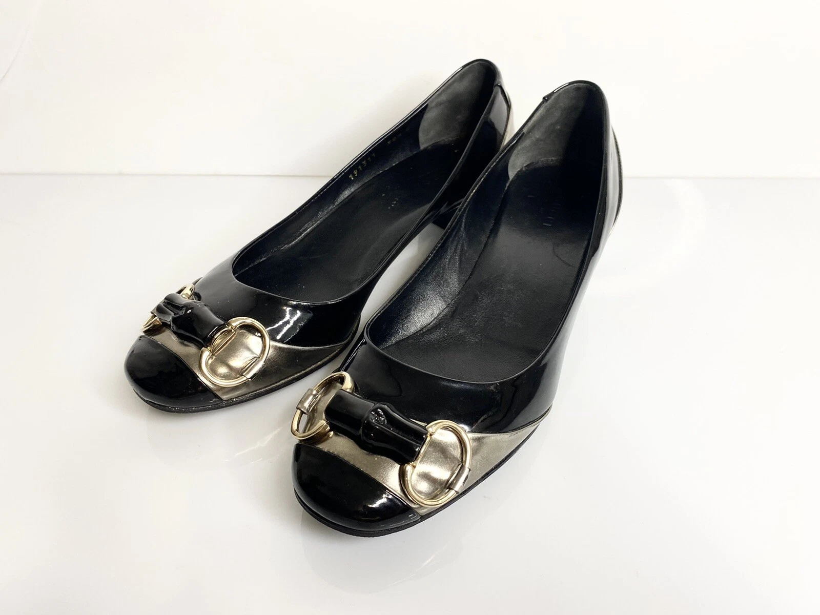 Chaussures Gucci pour femmes cuir verni bambou plat taille 38/5