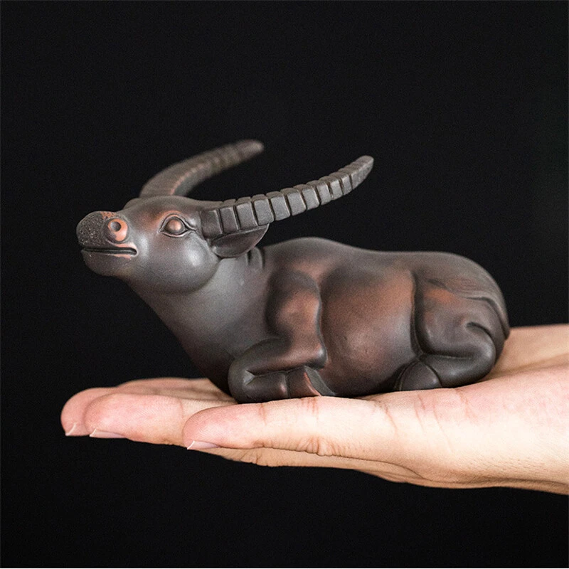 Bandeja de té hecha a mano Jianshui Tea Pet estante de té vaca púrpura cerámica té mascota A+++ Foto 2 de 4