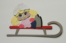 Sledding Girl Blonde Hair. Scrapbook, Card Making Paper Piecing