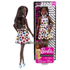 Year 2018 Fashionistas 12" Doll #106 African American Barbie White Floral Dress