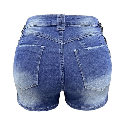 chain jeans shorts slim fit Jeanshose Sommer Neu Damen