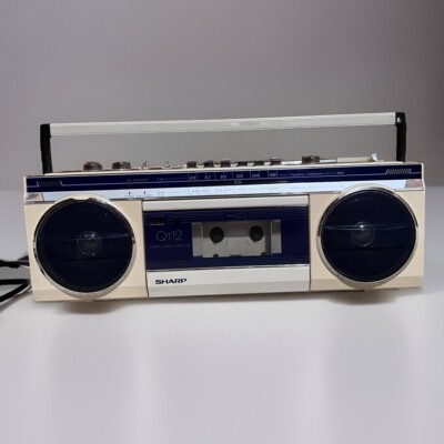 vtg Blue & Beige SHARP Stereo Radio Cassette Recorder Boom Box QT12 RADIO PARTS