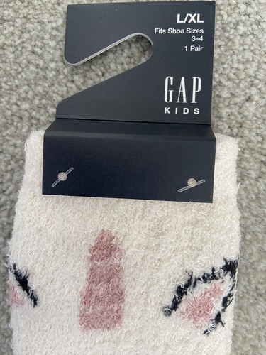 NEW Gap Kids Recycled Fuzzy Crew Cozy Socks Unicorn face with gripper sole L/XL - Picture 2 of 5