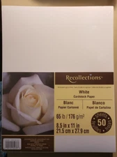 RECOLLECTIONS WHITE CARDSTOCK PAPER ~ 8.5" X 11" 50 SHEETS UPC: 400100624388