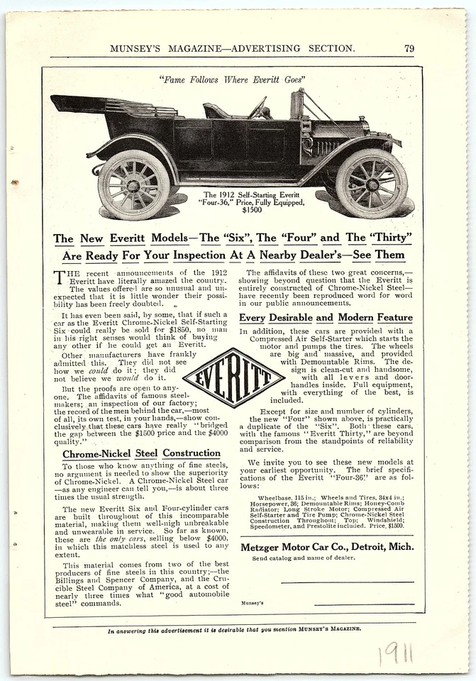 PRINCE ALBERT 1911 PIPA TABACO/EVERITT AUTO ANUNCIO IMPRESO Z3481 Foto 2 de 3