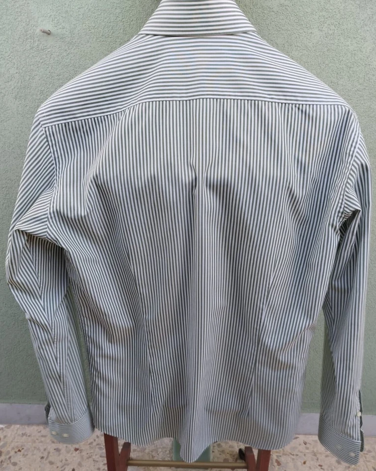 Camicia ETRO,Made Italy,GREEN stripes,logo ETRO,100% cotton,SIZE 39 (M Internat) - Immagine 4 di 4
