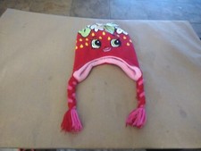 Toddlers Shopkins Strawberry Kiss Girls Red Pink Laplander Hat One Size NWT
