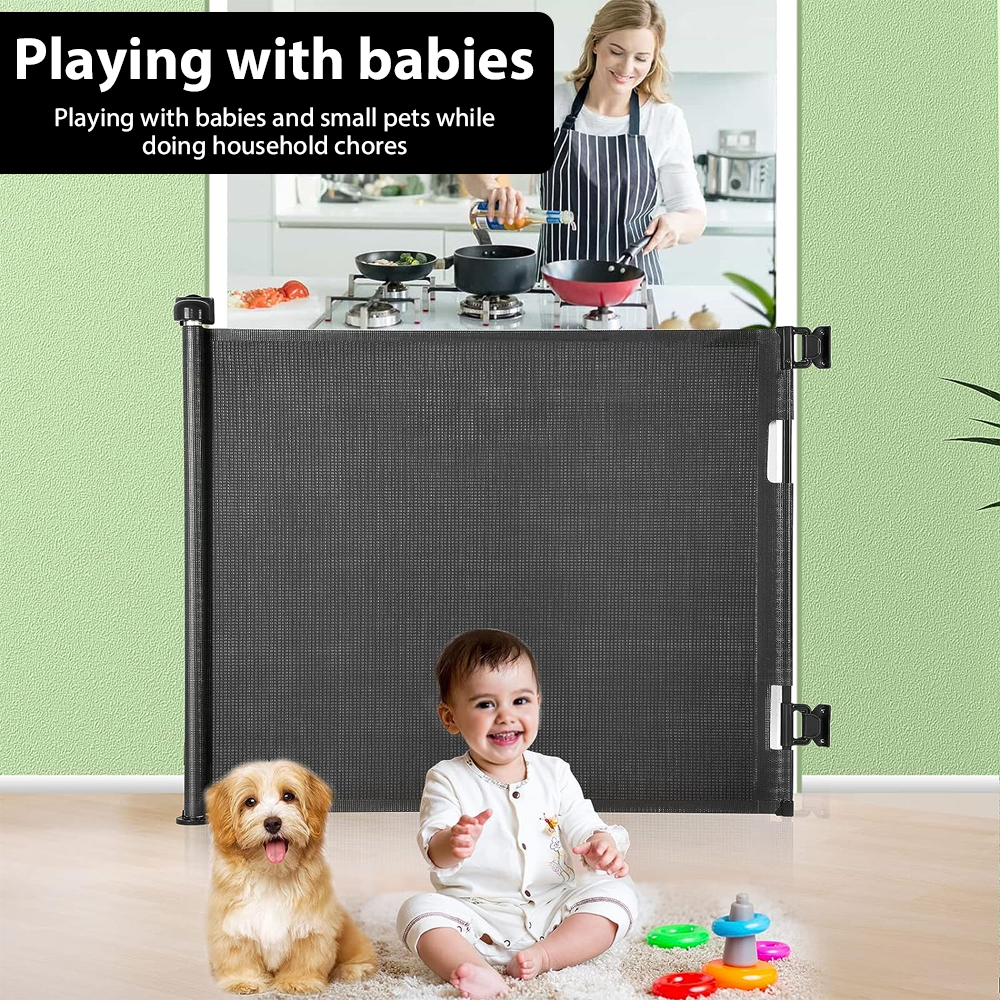 Retractable Pet Dog Gate Safety Guard Folding Baby Toddler Stair Gates