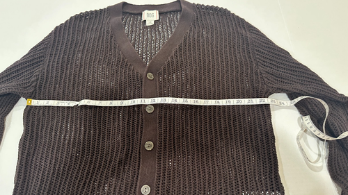URBAN OUTFITTERS- BDG Beach Cardigan Brown Knit Unisex Sweater Button Front Sz L - Picture 14 of 15