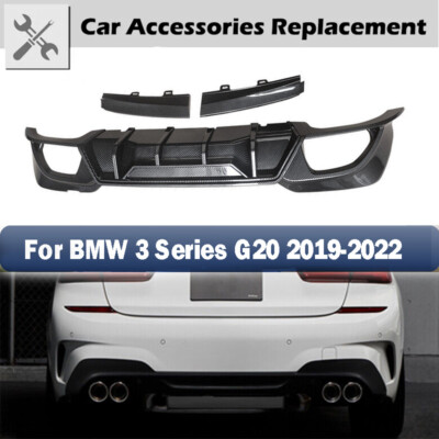 Carbon Fiber M SPORT DUAL EXHAUST REAR DIFFUSER Fits 2019-2022 BMW G20 3 SERIES