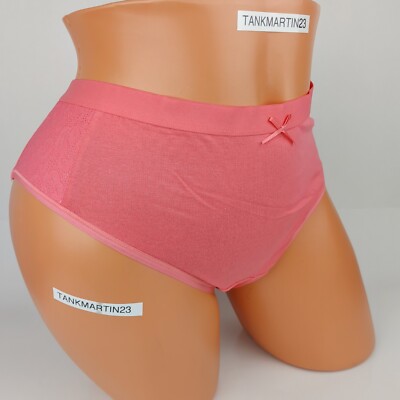 NWT LANE BRYANT CACIQUE COTTON HIPSTER PANTIES 18/20 PLUS PINK LACE AT HIPS