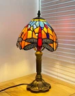 Beautiful Tiffany Vintage Dragonfly Style Stained Glass Switch Table Lamp H14"