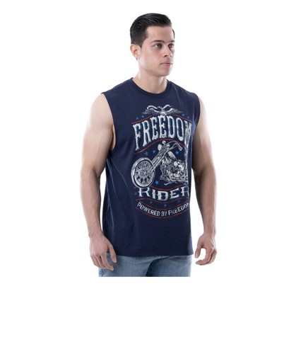 Way To Celebrate Men's Blue Americana Graphic Freedom Rider Muscle Tank Top - Picture 2 of 14
