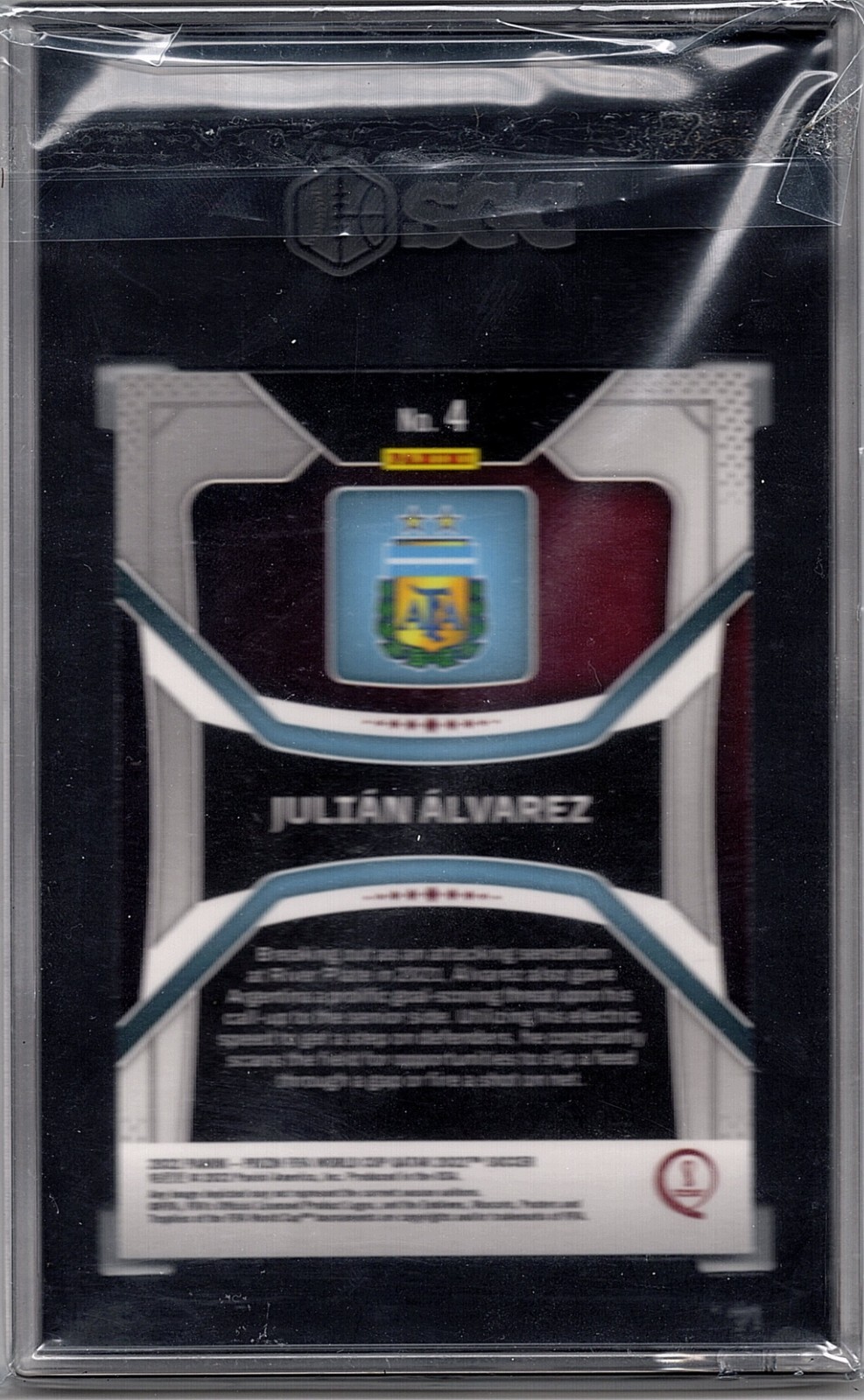 2022 Panini Prizm World Cup Qatar - Julian Alvarez #4 (RC) SGC 10 Graded view 2