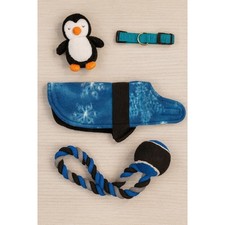 NWT Soft Fleece Dog Blanket / Coat Blue w/ Snowflakes Sz XS