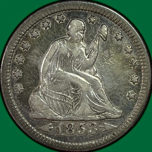 1853 Arrows & Rays Seated Liberty Quarter Extremely Fine XF Coin #38483