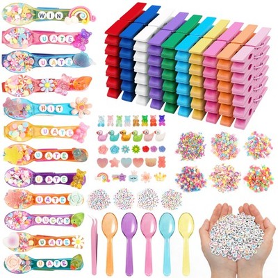 50 Pack DIY Cheer Pin Kit - 50 pcs Wooden Clothes Pins, U ATE Beads, Cheer Sp...